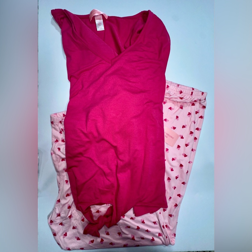 CHRISTIAN SIRIANO Soft Pink Pajamas Hearts Valentine's Day Women's Pajamas large